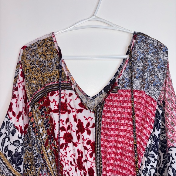 Gigio Women’s Medium Bohemian Patchwork Kaftan Coverup Maxi Boho Festival Beachy - Picture 4 of 11